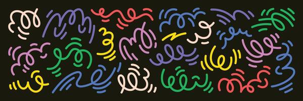 Abstract squiggle lines set. Creative color doodles. Trendy colorful shapes isolated on white background vector