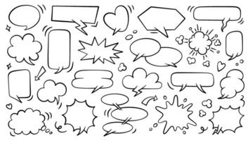 Empty hand drawn comic speech bubble collection. Set of monochrome doodle clouds. Retro comic speech templates for dialogues. vector