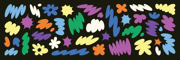 Abstract squiggle shapes set. Creative color doodles. Trendy colorful shapes isolated on white background vector