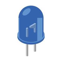 Blue led isometric icon. LED semiconductor composition. Light emitting diode. Electronic component icon in isometric style vector