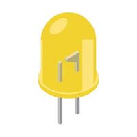 Yellow led isometric icon. LED semiconductor composition. Light emitting diode. Electronic component icon in isometric style vector