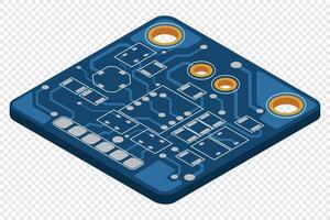 Isometric electronic board. Isometric printed circuit board. Integrated circuit board. illustration vector