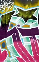 Colorful background of graffiti painting artwork with bright aerosol outlines on wall. Old school street art piece made with aerosol spray paint cans. Contemporary youth culture photo