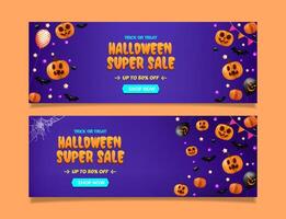 Horizontal party banner for halloween template is suitable for greeting card and sale. EPS 10 vector
