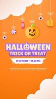 vertical Halloween greeting card template is suitable for flyers and banners with attractive hanging halloween design elements. EPS 10 vector