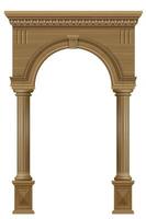 Wooden arch of portal door with columns vector