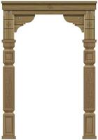 Wooden arch of portal door with columns vector