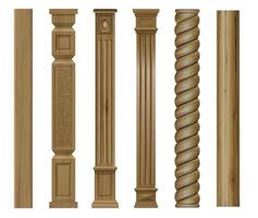 Set of classic wood columns vector