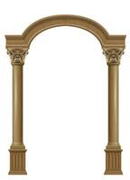 Wooden arch of portal door with columns vector