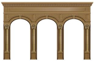 Wooden arch of portal door with columns vector