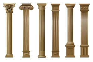 Set of classic wood columns vector