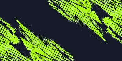 Lime Green Brush Texture with Halftone Effect Isolated on Dark Background. Grunge Sport Background, for Banner or Poster Design vector