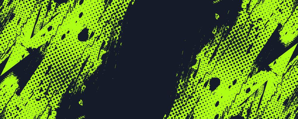 Lime Green Brush Texture with Halftone Effect Isolated on Dark Background. Grunge Sport Background, for Banner or Poster Design