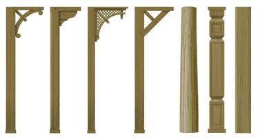Set of classic wood columns vector