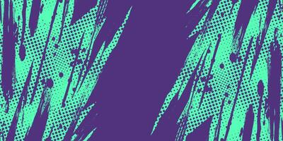 Abstract Background with Green and Purple Brush Texture and Halftone Effect. Grunge Sport Background, for Event Banner or Poster Design vector
