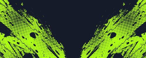 Lime Green Brush Texture with Halftone Effect Isolated on Dark Background. Grunge Sport Background, for Banner or Poster Design vector