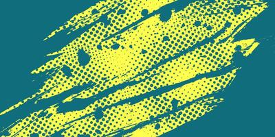 Abstract Background with Yellow and Blue Brush Texture and Halftone Effect. Grunge Sport Background, for Event Banner or Poster Design vector