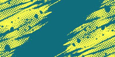 Abstract Background with Yellow and Blue Brush Texture and Halftone Effect. Grunge Sport Background, for Event Banner or Poster Design vector