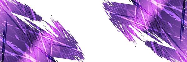 Abstract Sport Background with Purple Gradient Brush Texture and Halftone Effect. Vibrant Grunge Background vector