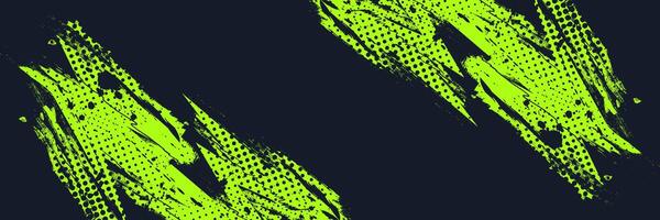 Lime Green Brush Texture with Halftone Effect Isolated on Dark Background. Grunge Sport Background, for Banner or Poster Design vector