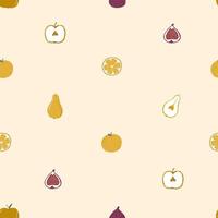 Seamless pattern with Autumn cute and cozy design elements. Factory pattern with fruits, vegetables and harvest in warm shades vector
