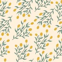 Seamless pattern with Autumn cute and cozy design elements. Factory pattern with foliage and plants in warm shades vector
