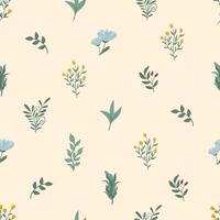 Seamless pattern with Autumn cute and cozy design elements. Factory pattern with foliage and plants in warm shades vector
