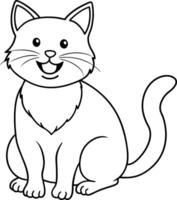 Playful Cat Cartoon Character Outline - Humorous Cat Illustration, Isolated on White Background vector