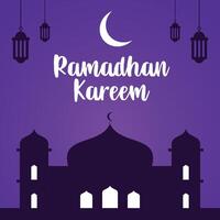 Background of ramadan silhouettes with moon vector