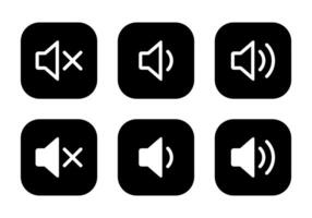 Mute and volume speaker icon set black square vector