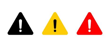 Warning caution sign icon in flat style. Exclamation mark symbol on triangle shape vector