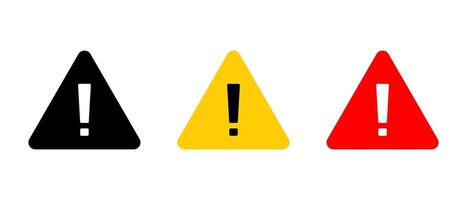 Warning, caution icon set in generic design. Exclamation mark symbol on triangle shape vector