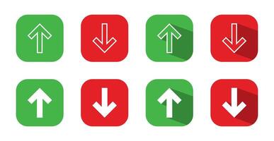 Up and down arrow icon set on square background vector