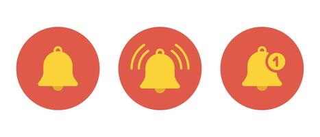 Bell notification icon set in flat design vector