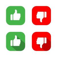 Like and dislike thumb icon on square background vector