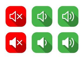 Mute and volume speaker icon set with long shadow vector