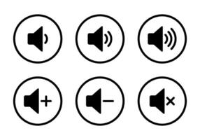 Speaker volume icon set collection on circle line vector