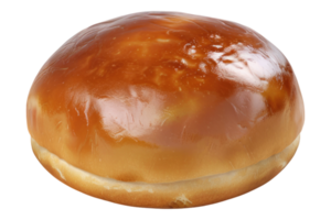 Brioche bread bun with caramel glare isolated on transparent background. png