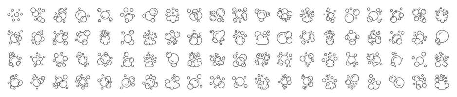 Bundle of Line Icons of Bubbles and Foam. Suitable for books, stores, shops. Editable stroke in minimalistic outline style. Symbol for design vector