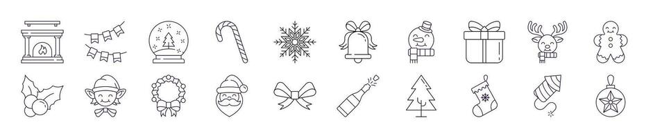 Line Signs of Christmas and New Year for Adverts. Suitable for books, stores, shops. Editable stroke in minimalistic outline style. Symbol for design vector
