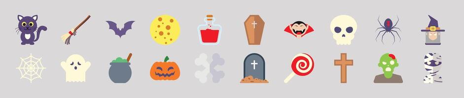 Halloween Icons in Flat Style. Suitable for infographics, books, banners and other designs vector