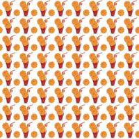 Glass glass with a cool drink, cocktail straw and umbrella. Simple seamless pattern on a white background. illustration. vector