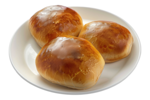 Pirozhki soft bun bread with crystal glare isolated on transparent background. png