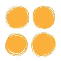Orange grunge circle stamp set. Round stamp isolated on white background for text. For grunge badge, seal, ink vector