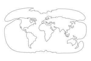 World map line style. World map outline isolated on white background. illustration of geography, traveling the world vector