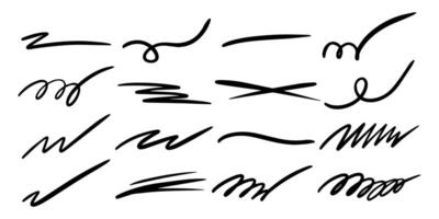 Hand drawn collection of curly swishes, swashes, swoops. Vortex calligraphy. Highlight text elements on a white background. illustration. vector