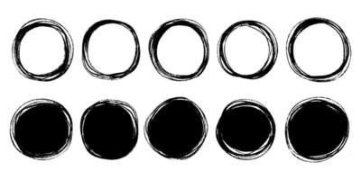 Circles brush set. Grunge texture. The side is round in shape. Texture of circles. Line . Round template for text vector