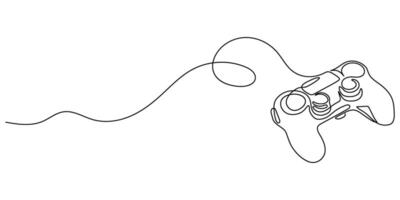 Line drawing of a game stick. Game joystick and controller for eSports computer concept in simple linear style. Relaxing at home. Doodle illustration vector