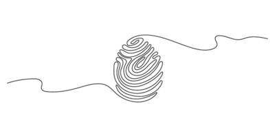 Line drawing of fingerprint, human finger scan. Continuous line drawing of biometric scan symbol. vector