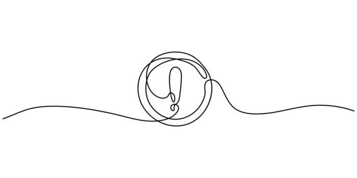 Exclamation mark in continuous line drawing style on white background. Line drawing of an exclamation mark in a circle. illustration. Attention abstract background vector